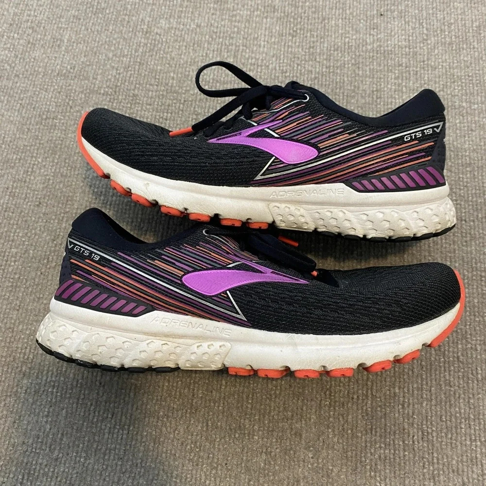 Brooks Adrenaline GTS 19 Shoes Womens Size 9 Black Mesh Cushioned‎ 1202841B080